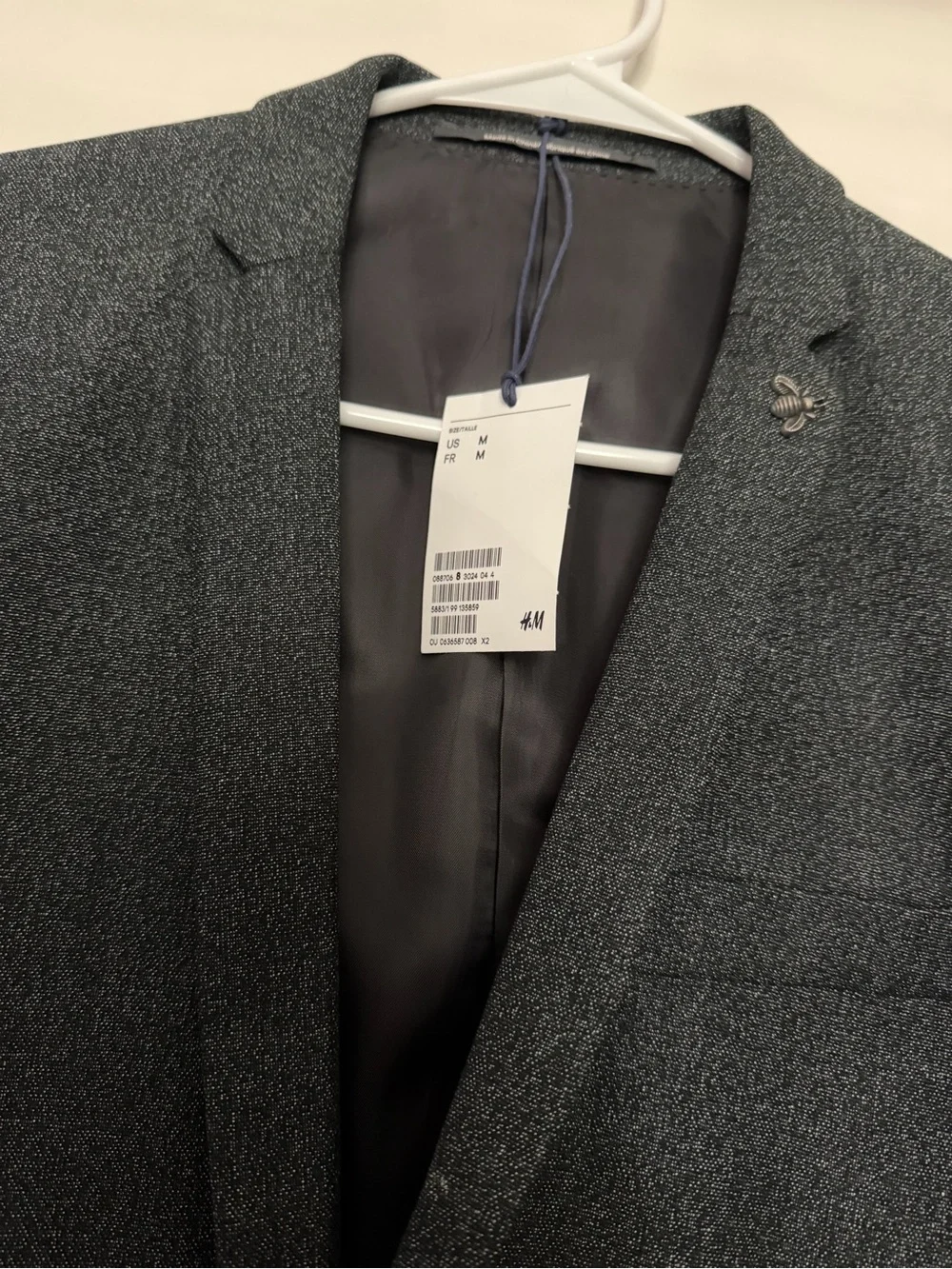H&M Dark Charcoal Gray Blazer - Slim Tailored Sport Coat